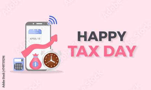 Tax Day celebrated every year of April 15th, Vector banner, flyer, poster and social medial template design.