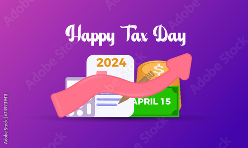 Tax Day celebrated every year of April 15th, Vector banner, flyer, poster and social medial template design.