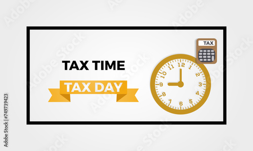 Tax Day celebrated every year of April 15th, Vector banner, flyer, poster and social medial template design.