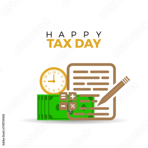 Tax Day celebrated every year of April 15th, Vector banner, flyer, poster and social medial template design.