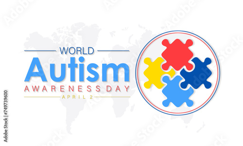 National Autism Awareness Month Observed every year of April, Vector banner, flyer, poster and social medial template design.