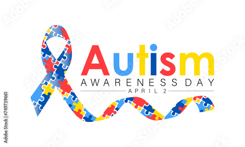 National Autism Awareness Month Observed every year of April, Vector banner, flyer, poster and social medial template design.