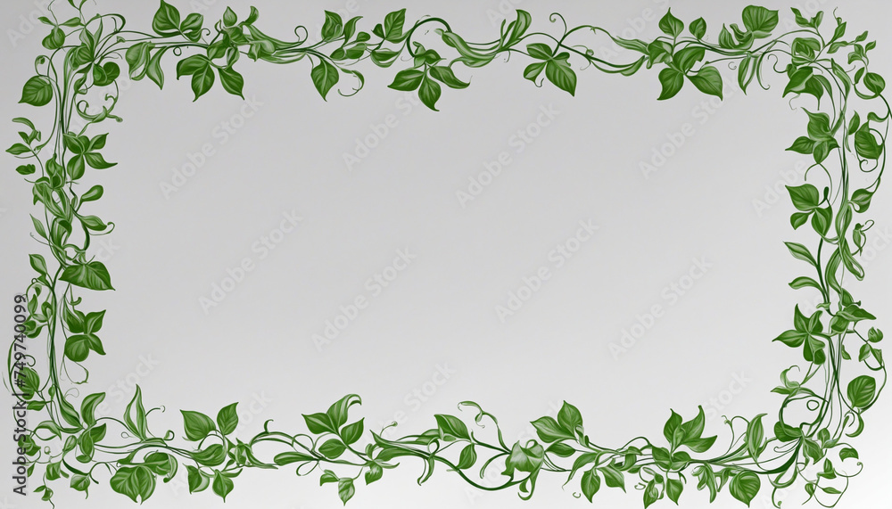 twisting grapevine tendrils as a frame border, isolated with negative space for layouts