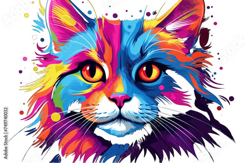 colorful vector color splash illustration of a cat
