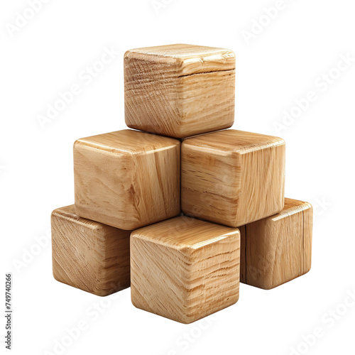 Magnificent Wooden Building Blocks isolated on white background