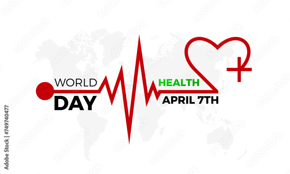 World Health Day Observed every year of April 7, Vector banner, flyer, poster and social medial template design.