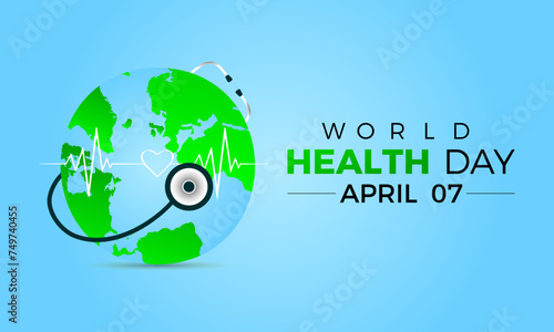 World Health Day Observed every year of April 7, Vector banner, flyer, poster and social medial template design.