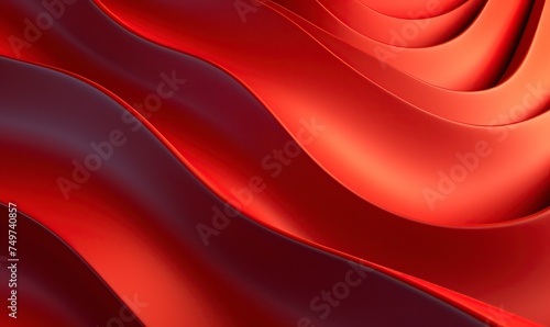 Beautiful red silk satin luxury cloth with drapery and wavy folds background of black silk satin material texture.Abstract 3D luxurious fabric background