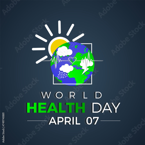 World Health Day Observed every year of April 7, Vector banner, flyer, poster and social medial template design.