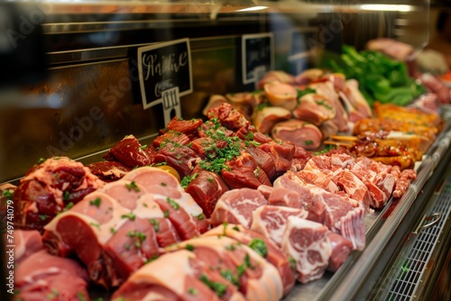 Gourmet Meat Selection at High-End Deli Counter