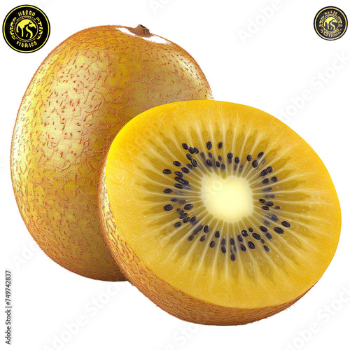 Natural and Fresh Yellow Kiwifruit isolated on white background 