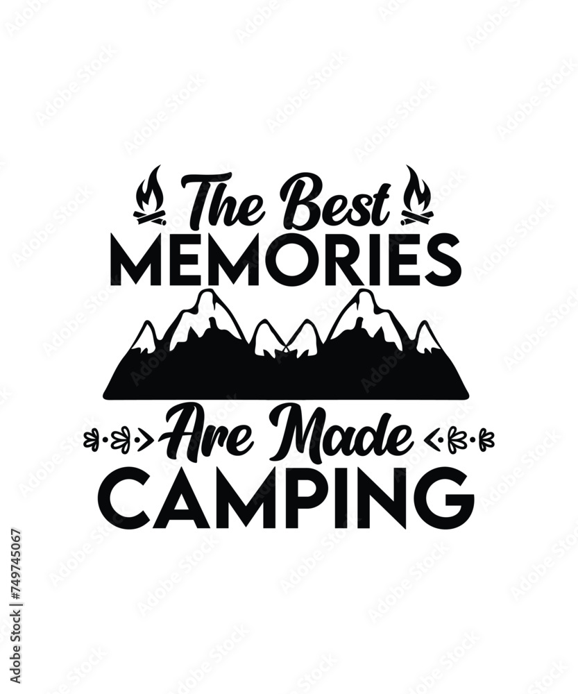 Black Color Camping Typography design