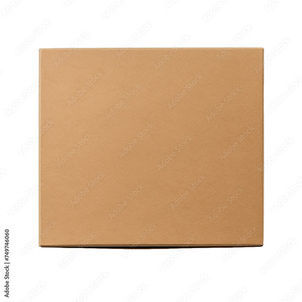 A blank kraft paper box isolated on transparent background, png A blank kraft paper box isolated on transparent background, png