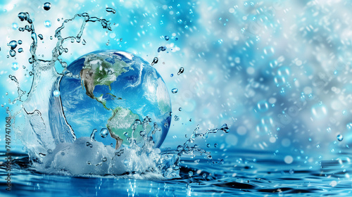 water and earth illustration. world water day illustration concept. The importance of clean water and awareness for sustainable management of clean water sources