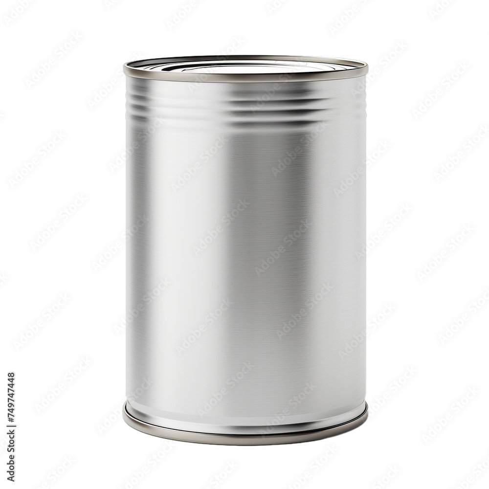 A blank metal can isolated on transparent background, png A blank metal can isolated on transparent background, png