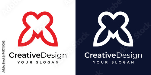 Love m logo design template 