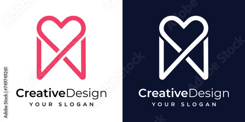 Letter w love logo design photo