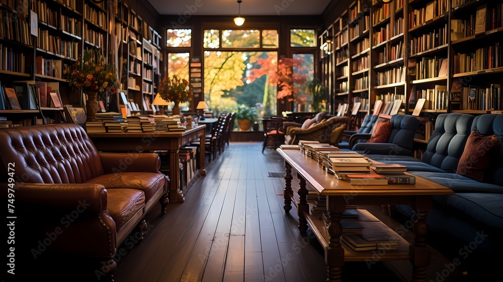 A quiet bookstore with rows of shelves filled with books of all genres