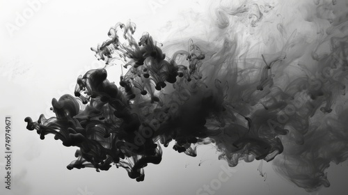 Black ink billowing in wate...
