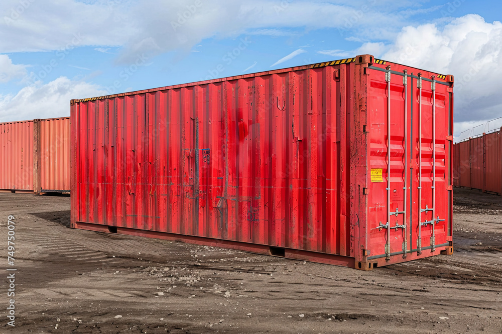 A red cargo container A red cargo container
