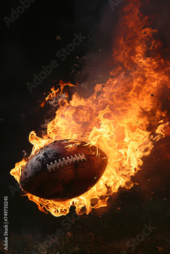 A flaming football