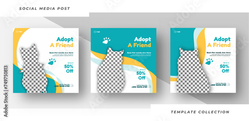 Pet food shop banner for social media instagram post template