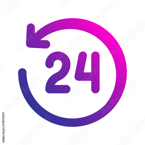 24 hours support gradient icon