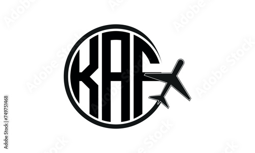 KAF three initial letter circle tour & travel agency logo design vector template. hajj Umrah agency, abstract, wordmark, business, monogram, minimalist, brand, company, flat, tourism agency, tourist