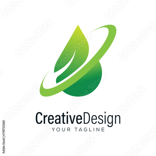 Creative leaf drop logo design