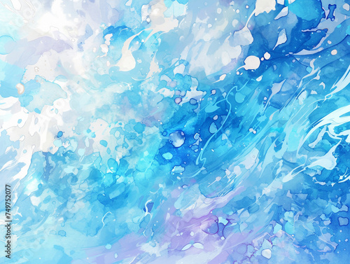 爽やかな青の水彩テクスチャ背景　Generative AI