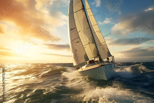 Sailing Adventure: A shot of sailboats on the open sea, capturing the freedom and adventure of sailing.   © Tachfine Art