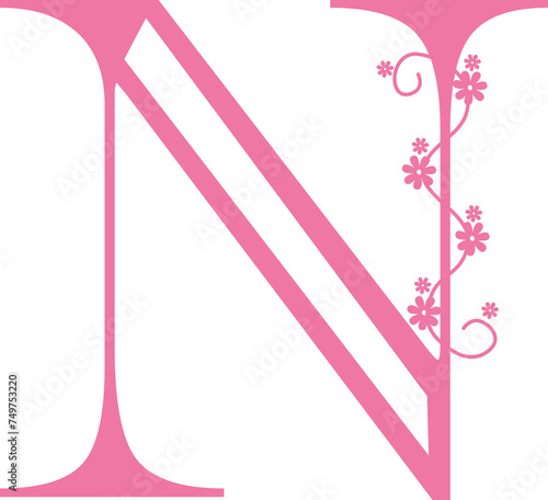 Pink letter N