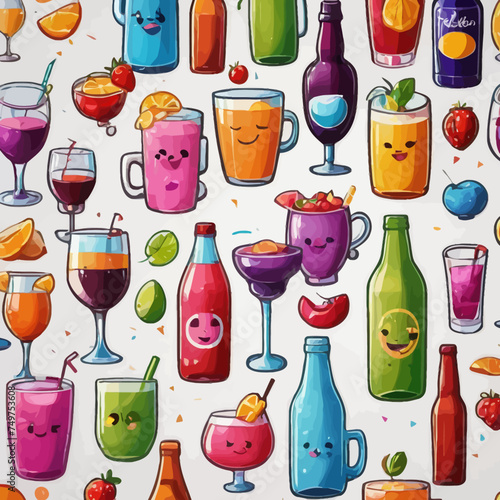 Cute Drink Cartoon Design Very Cool