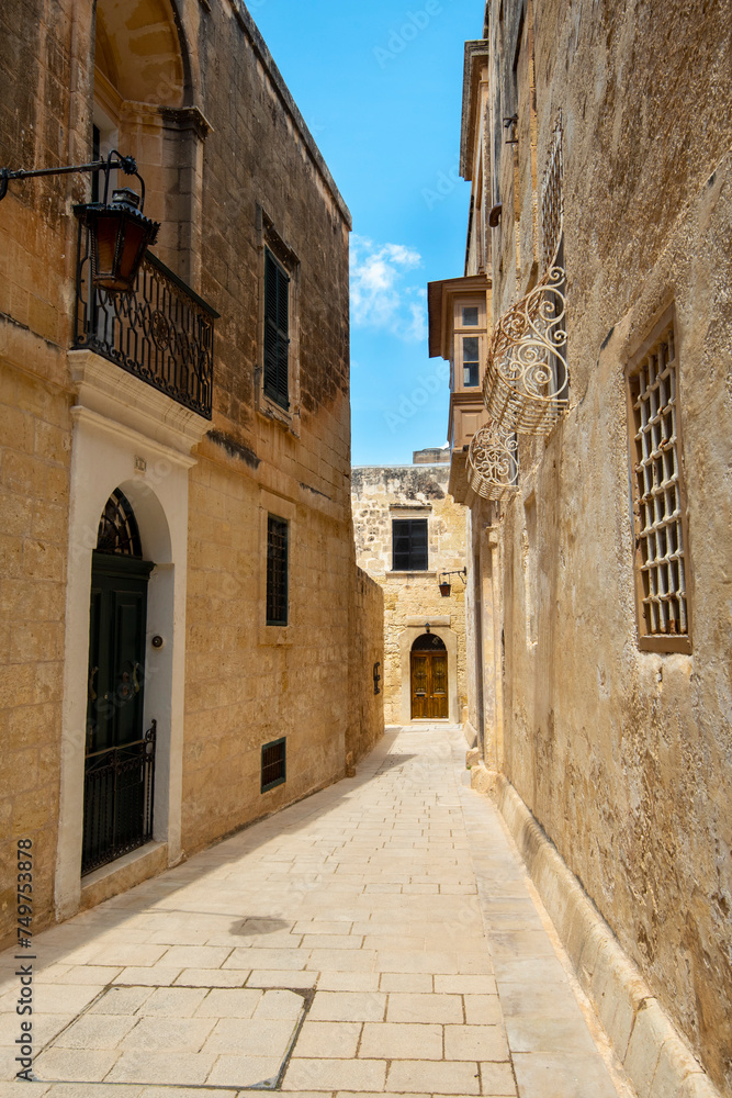 Fototapeta premium Pedestrian Alley in Mdina Old City - Malta