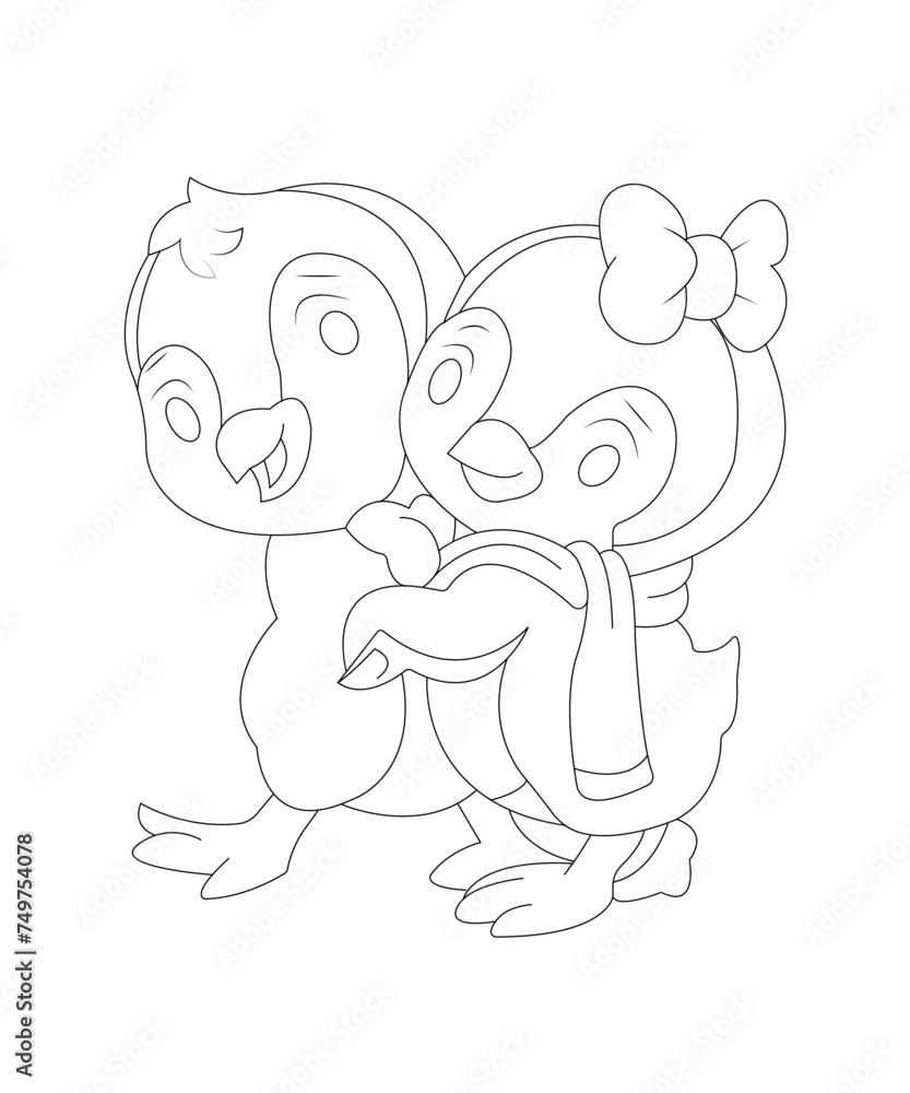 Fototapeta premium Love birds coloring page for kids