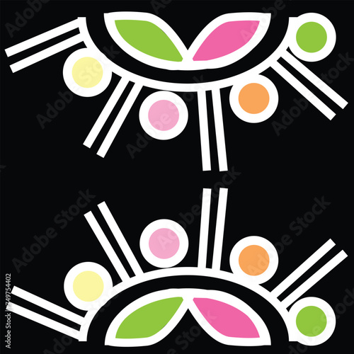 vector color abstract alpona ornamental borders with  flower design 