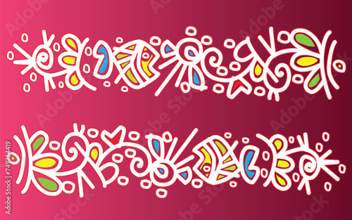 vector color abstract alpona ornamental borders with flower design