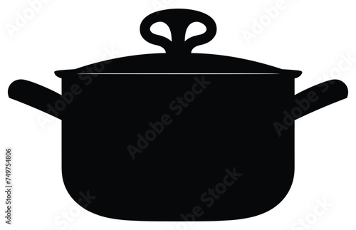 cooking pot silhouette, Kitchen cooking pots vector icon set
