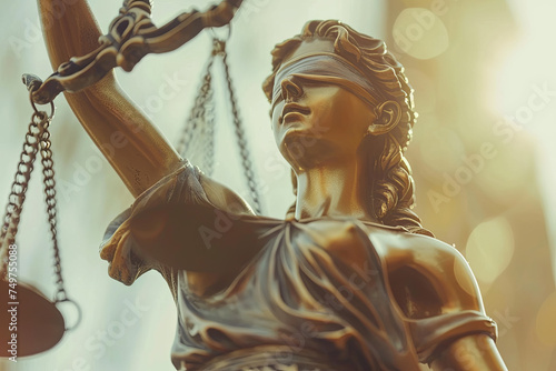 Justice scales, Themis statue, concept of law and lawyer business