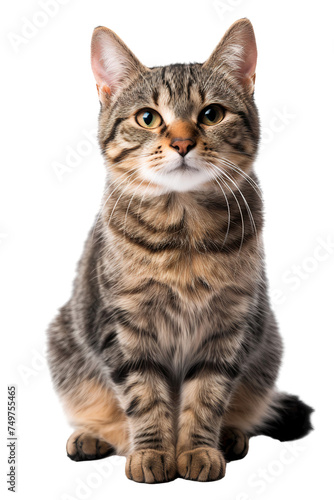Cute tabby cat sitting, isolated on transparent background © The Stock Guy