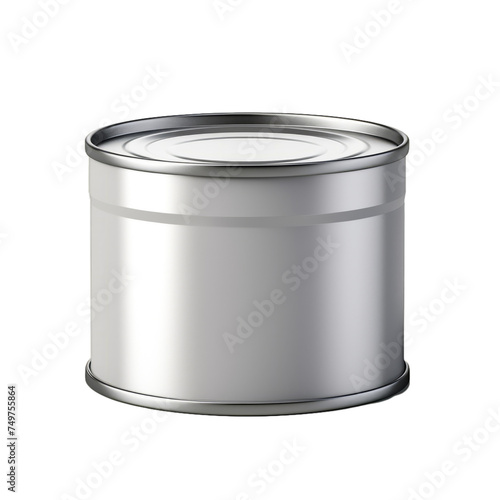 Isolated metal tin can on transparent background