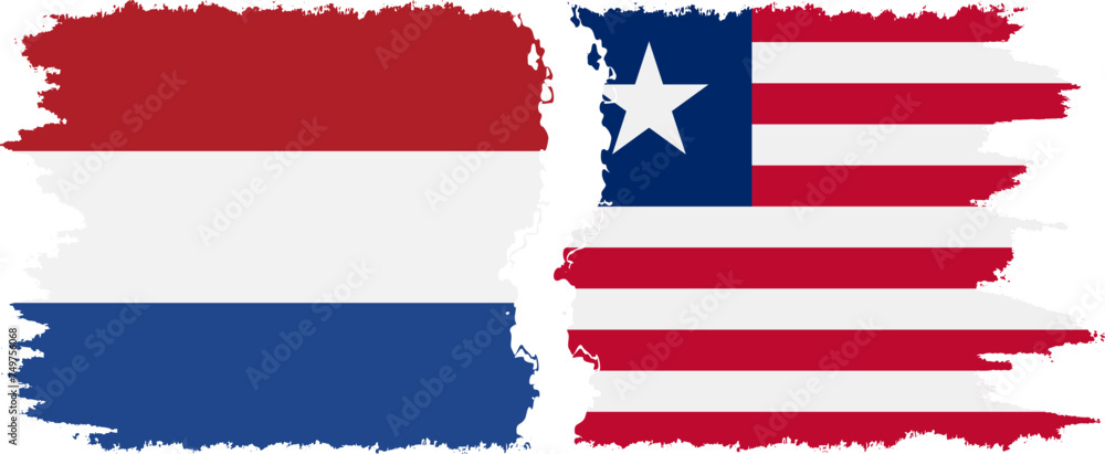 Liberia and Netherlands grunge flags connection vector Liberia and Netherlands grunge flags connection vector