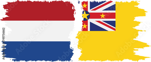 Free Download Niue and Netherlands grunge flags connection vector - GFXLoad
