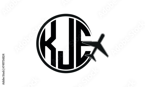 KJE three initial letter circle tour & travel agency logo design vector template. hajj Umrah agency, abstract, wordmark, business, monogram, minimalist, brand, company, flat, tourism agency, tourist