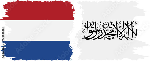 Afghanistan and Netherlands grunge flags connection vector