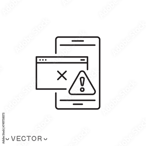 uncensored content icon, obscene site page warning, inappropriate censored content, thin line symbol isolated on white background, editable stroke eps 10 vector illustration photo