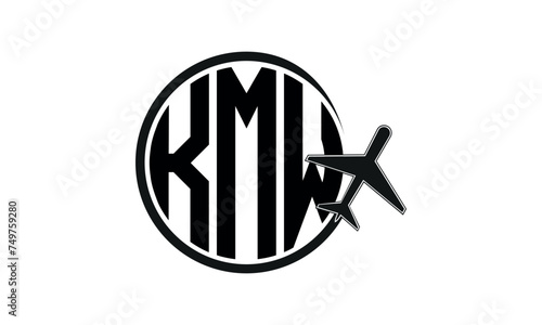 KMW three initial letter circle tour & travel agency logo design vector template. hajj Umrah agency, abstract, wordmark, business, monogram, minimalist, brand, company, flat, tourism agency, tourist photo