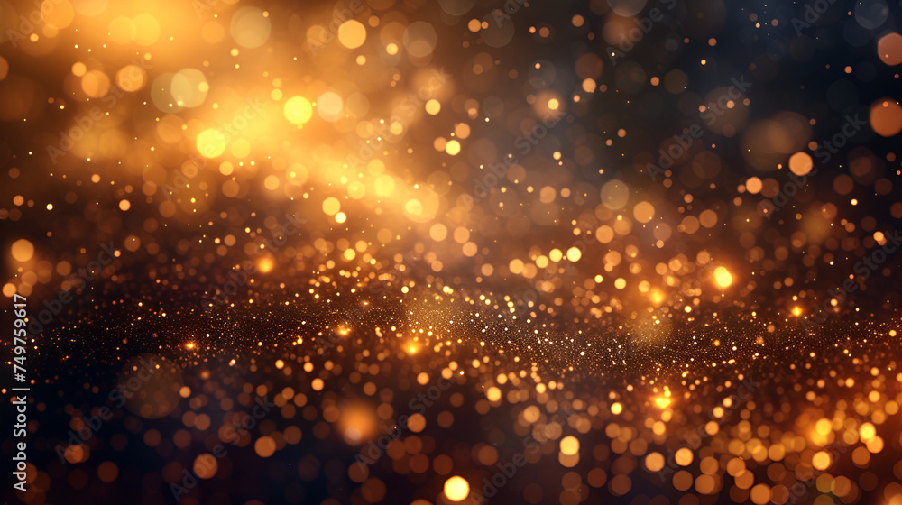 golden christmas particles and sprinkles for a holiday celebration like christmas or new year. shiny golden lights. generative ai 