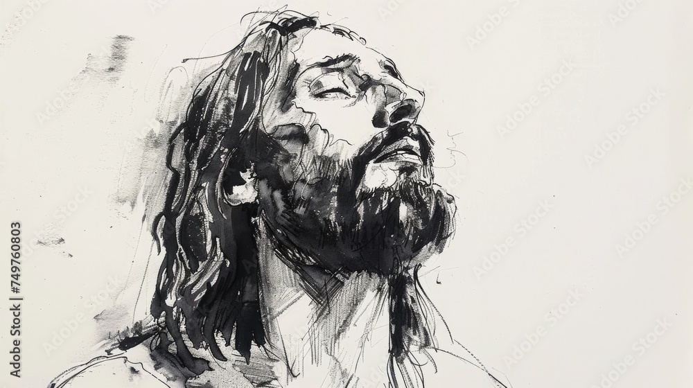 Fototapeta premium Jesus Christ. Black and white illustration