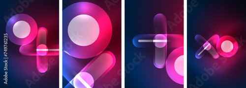 Abstract composition. Aglow in neon hues against the dark, radiating energy and allure, a captivating spectacle of vibrant luminescence